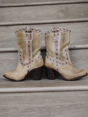 Mark Nason Rocker Leather Boots Studded Western Made In Italy Women's Size 9